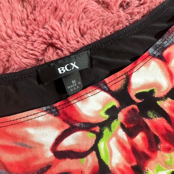 Y2k bcx one shoulder red floral top - Picture 6 of 6